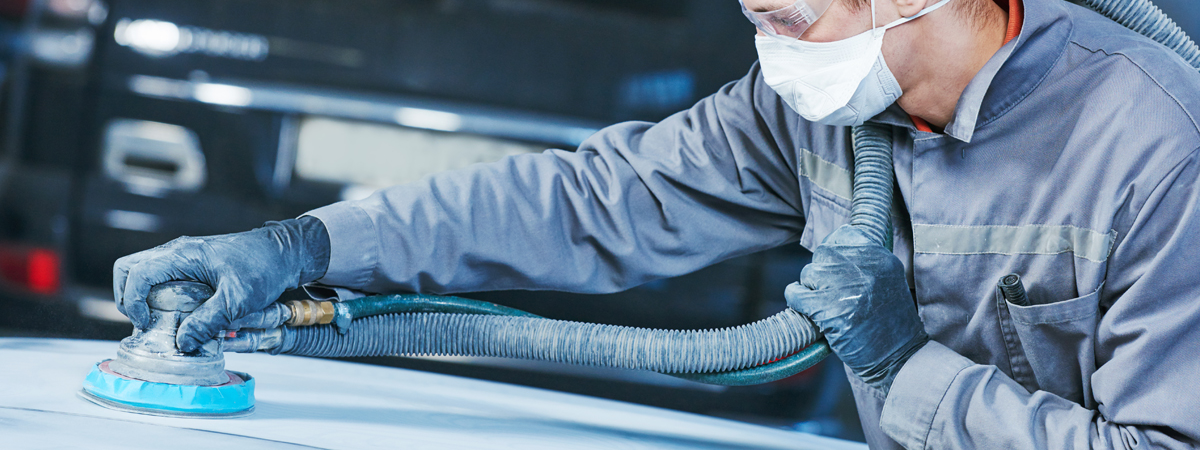 Mechanic undergoing some bodywork repairs Derby